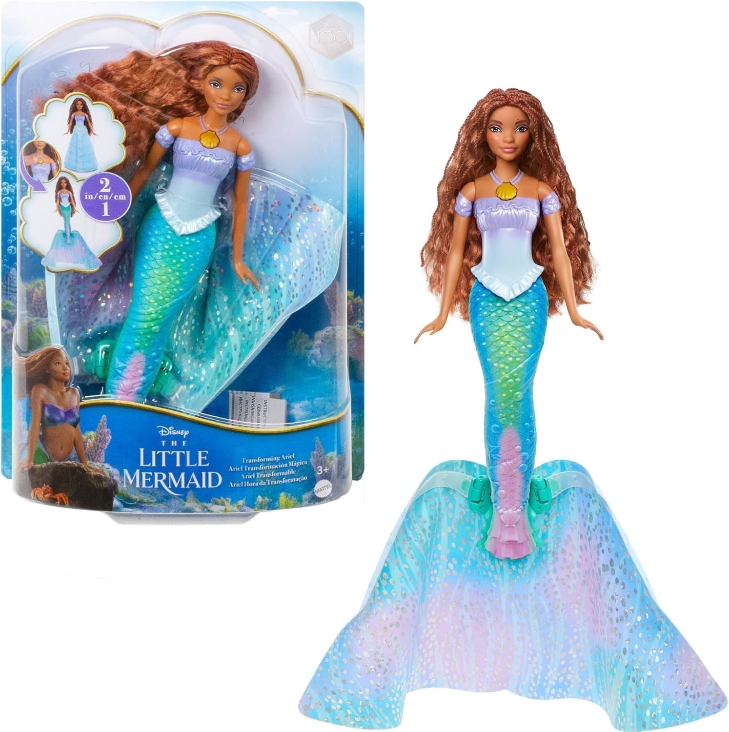 Mattel Muñeca Disney Princesa Ariel, Inspirada en La Película La Sirenita, Transformación: Juguete Hombre Sirena, Móvil, Regalos Disney, Juguetes 3 Años, HLX13 Naty Shop Muñecas Título Predeterminado