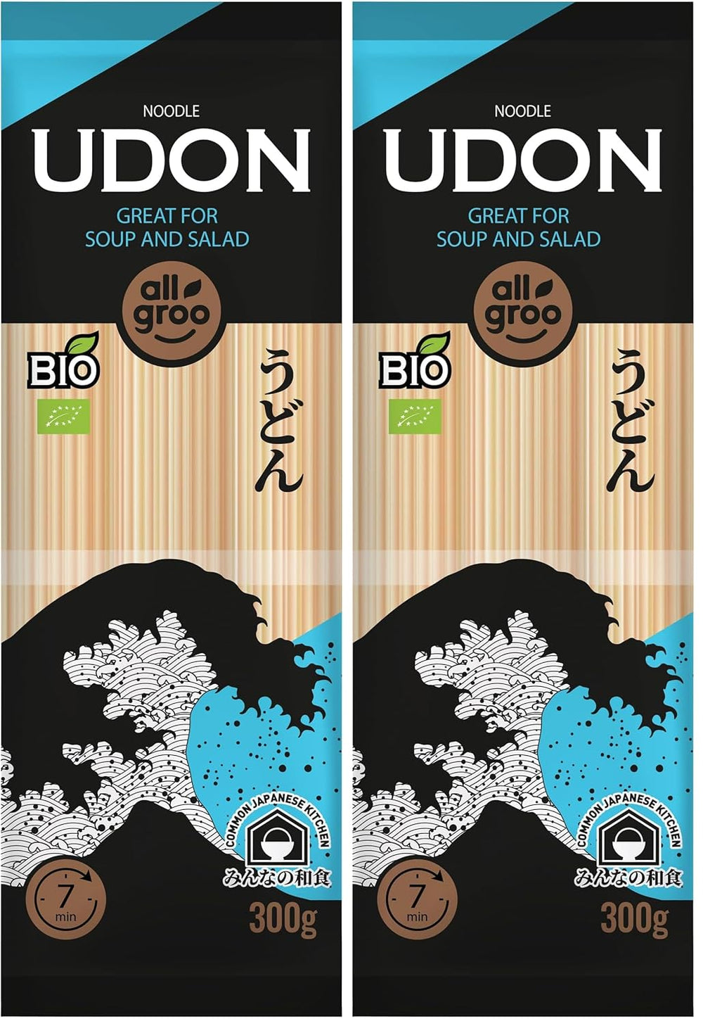 Fideos de trigo orgánicos Allgroo, Udon, CN-BIO-154-1 x 300 g