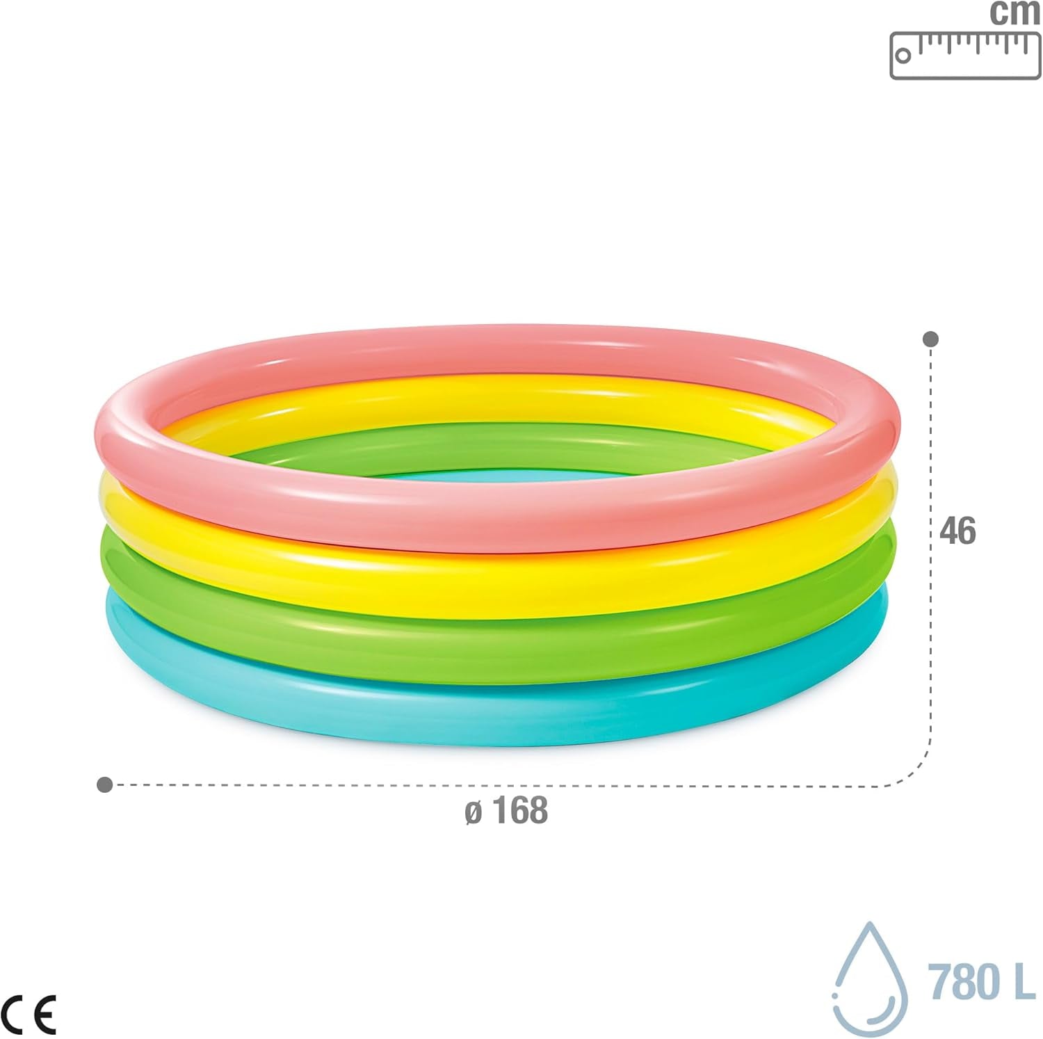 Intex 56441 NP - Piscina Hinchable Sunset Glow, Cuatro Aros, Vinilo, Multicolor, 168x46 cm