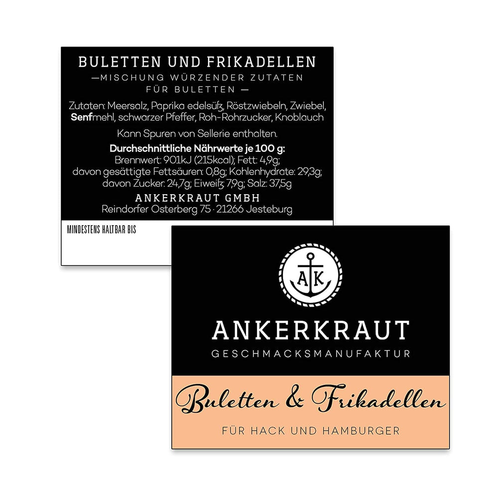 Ankerkraut Bulettes & Fleischpflanzerl, Gewürzmischung für Buletten und Frikadellen, 250 g en bolsa aromatizada