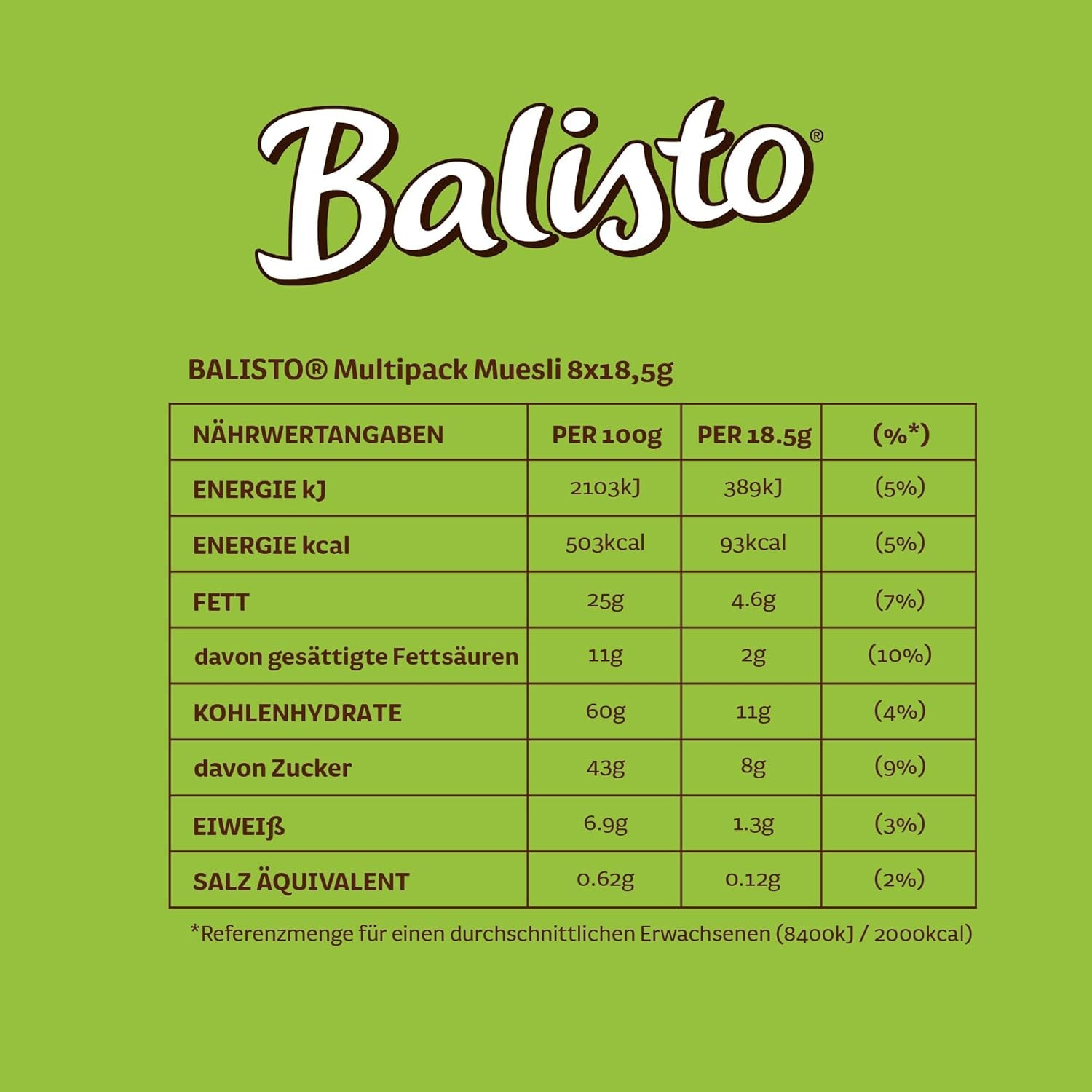 BALISTO® Multipack Muesli, Cereales y Pasas, 8x18,5g