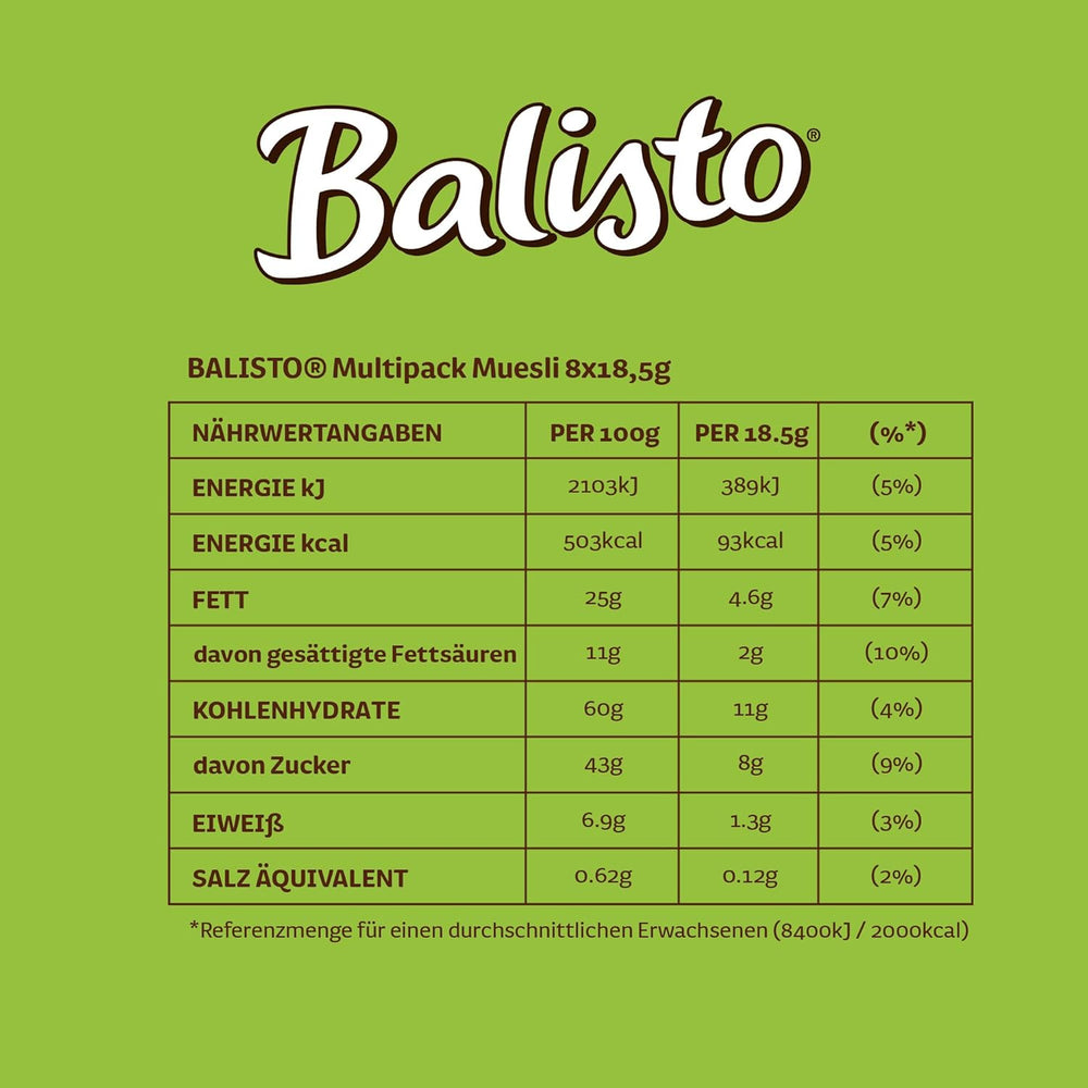 BALISTO® Multipack Muesli, Cereales y Pasas, 8x18,5g