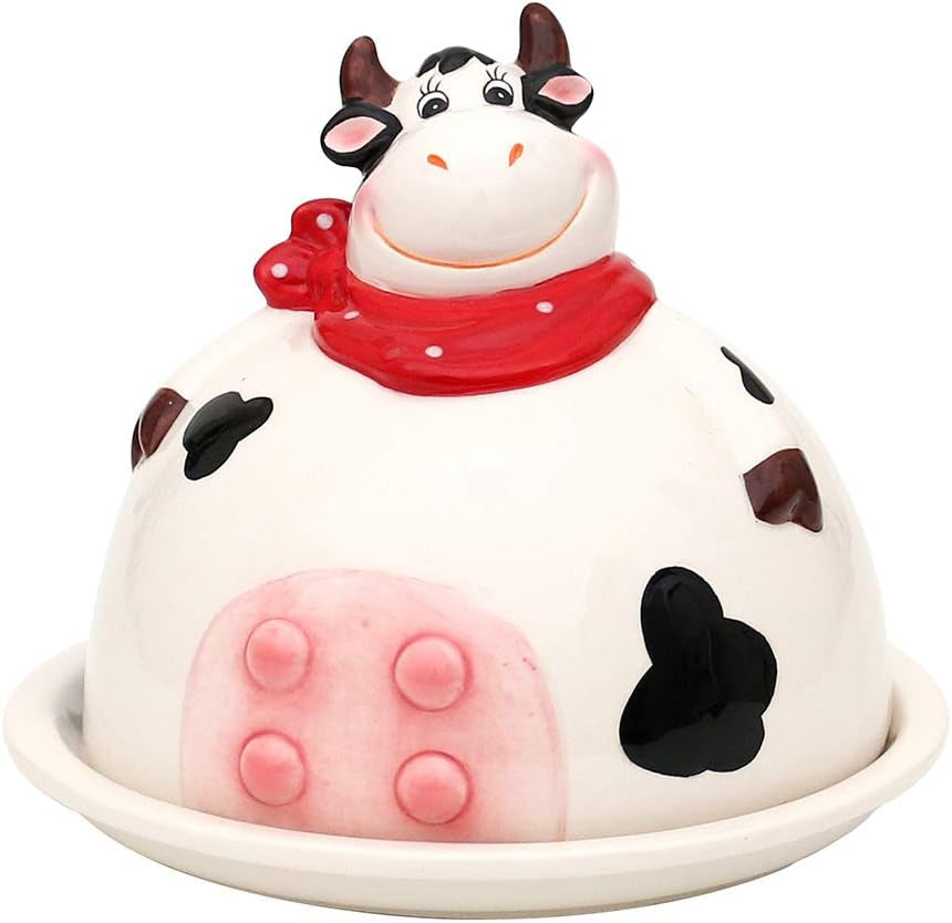 Dekohelden24 cutie de depozitare ceramică vacă, aprox. 12 x 11 x 20.5 cm, 20 Cutii depozitare alimente Naty Shop Vas pentru unt