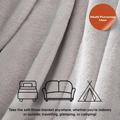 Colcha de forro polar ultrasuave de Brentford, gris plateado, doble grande - 150 x 200 cm Camas y mantas Beuche den Brentfords-Store