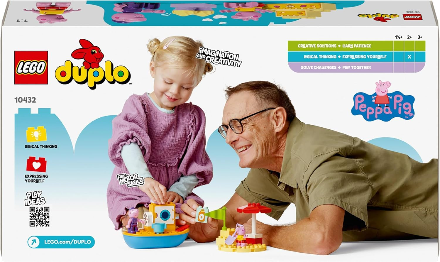 LEGO DUPLO Viaje en Barco de Peppa: Barco de Juguete para Construir y Reconstruir con 2 Figuras, Juguete Creativo, Idea de Regalo para niños y niñas de 2 años 10432 Juegos de construcción Besuche den LEGO-Store