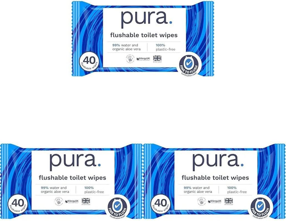 Toallitas húmedas Eco Flushable, sin plástico, sensibles y nutritivas, certificadas "Fine to Flush", biodegradables Naty Shop Baby Wet Wipes 3 x 40 toallitas