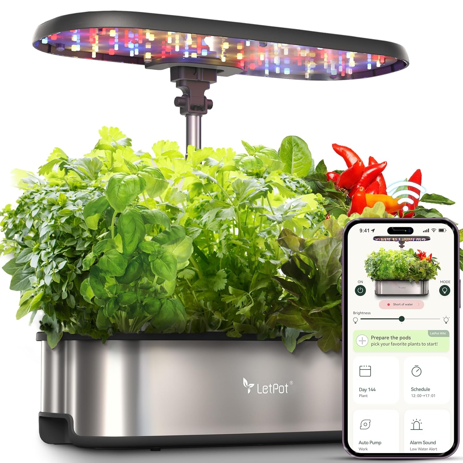 LPH-Max Kit Sistema de Cultivo Hidropónico, 21 Cápsulas, App y WiFi, Control Automático, Jardín Interior Inteligente con Luz LED de 36W, Kit de Riego Automático por Goteo, Cuidado Autogestionado