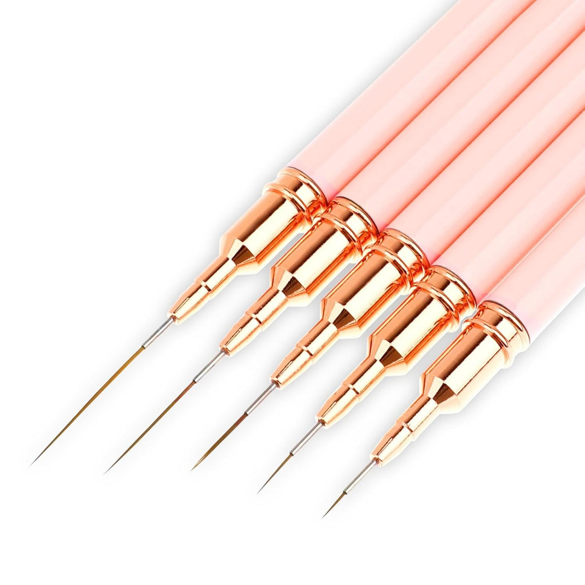 Nail Art Liner-Pinsel 5-Teiliges Gel-Nagellack-Malerei-Nagel-Punkt-Zeichnungs-Werkzeug Für Lange Linien Kunst-Design-Stift-Set Metallgriff Nail-Art-Design-Pinsel Für Frauen