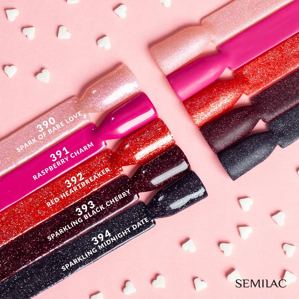 Semilac Esmalte de Uñas UV 394 Sparkling Midnight Date 7 ml - Cielo nocturno oscuro con efecto brillo - Colección Love Is In The Nails