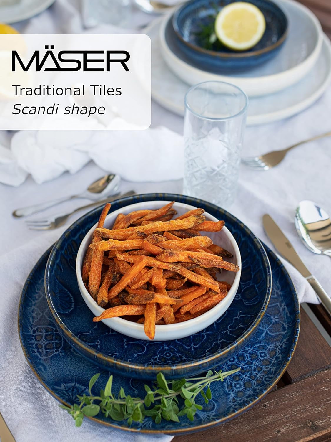 MÄSER 934063 Seria Tiles Set veselă modernă vintage pentru 2 persoane cu design maur Seturi vesela masa Naty Shop