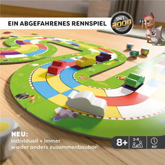 HABA Monza - Juego de mesa rápido y juego de carreras de coches para niños a partir de 5 años - Con 6 coches de madera de colores y dados de colores - 2012226001