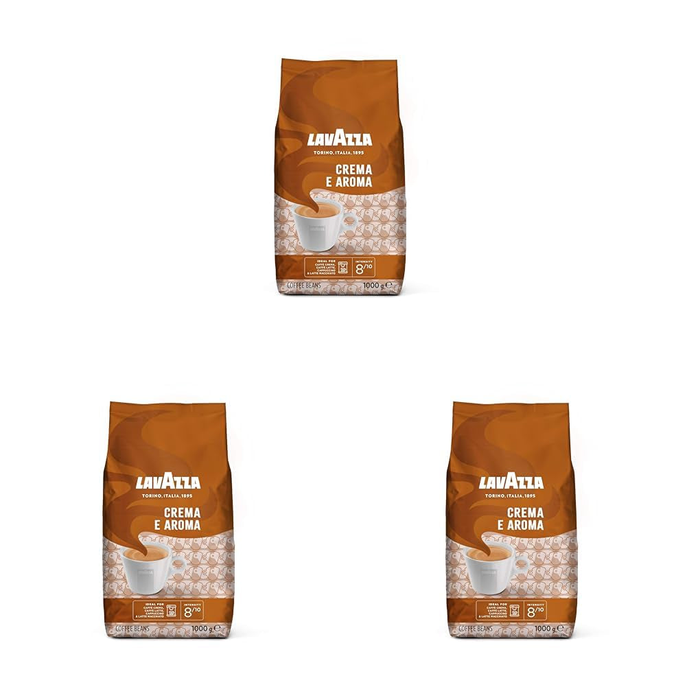 Lavazza, Crema E Aroma, boabe de cafea Arabica și Robusta, ideale pentru mașinile Espresso Cafea Naty Shop 3 x 1 Kg Aroma