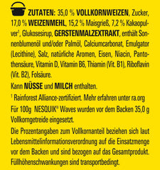 Nestlé Choco Waves, desayuno de chocolate crujiente en forma de ondas (33% de contenido de cereales integrales), 1 paquete (1 x 330 g)