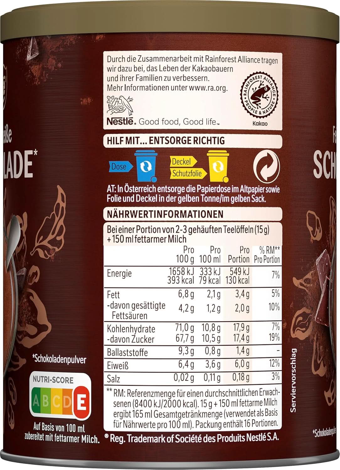 Ciocolată caldă Nestlé Finest, 1 pachet (1 X 250G) Cacao si Ciocolata Calda Naty Shop