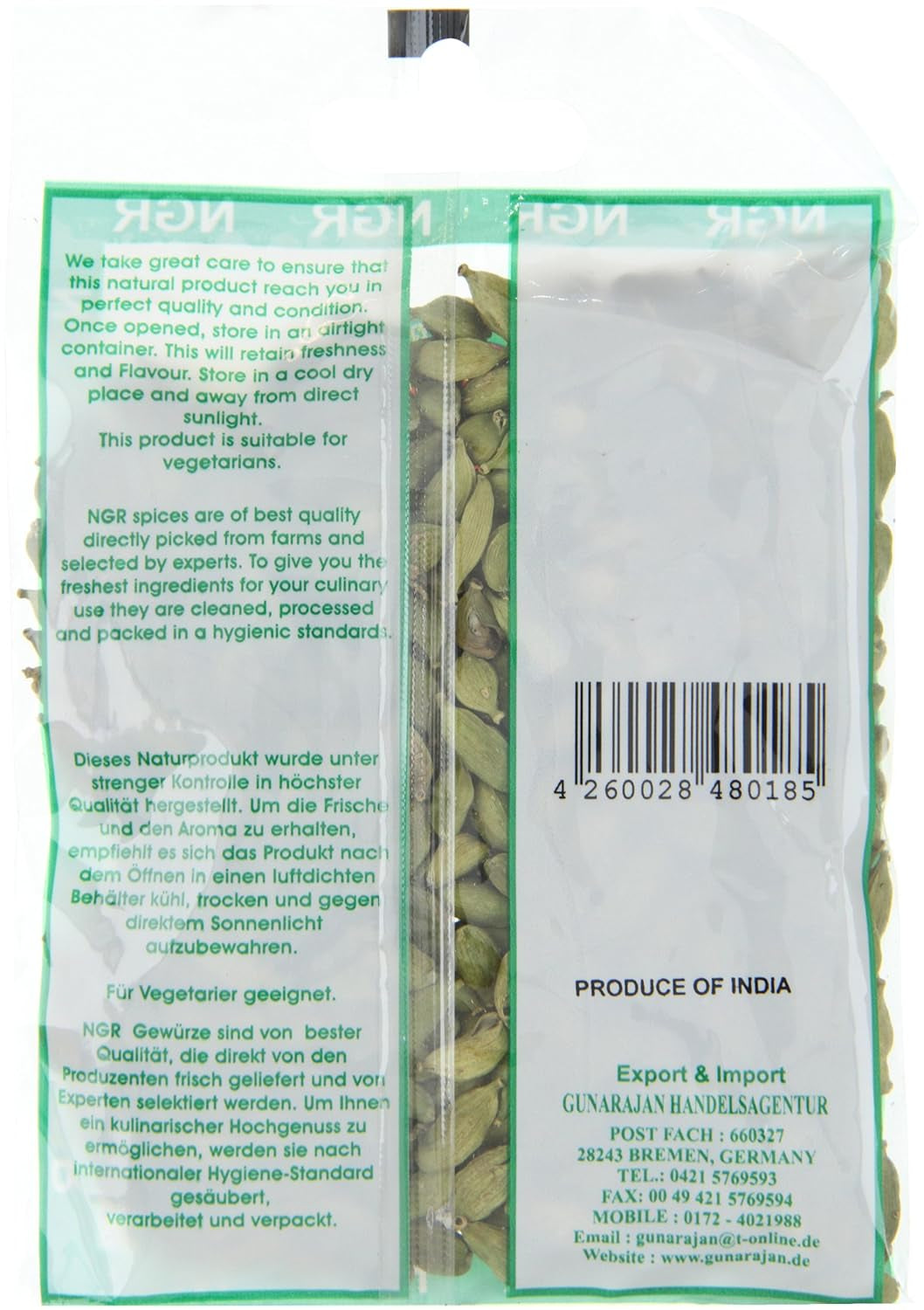 Cardamomo, verde, entero, 50 g (1 paquete de 50 g)