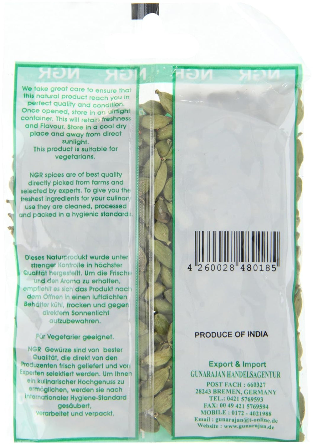 Cardamomo, verde, entero, 50 g (1 paquete de 50 g)