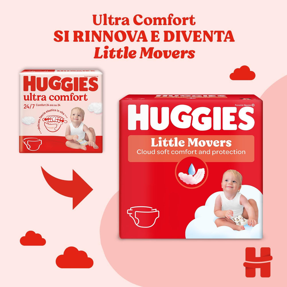 Pañales Huggies Ultra Comfort/Little Movers, tamaño 3 (4-9 kg), diseño Disney, absorbentes, protección total, 126 unidades