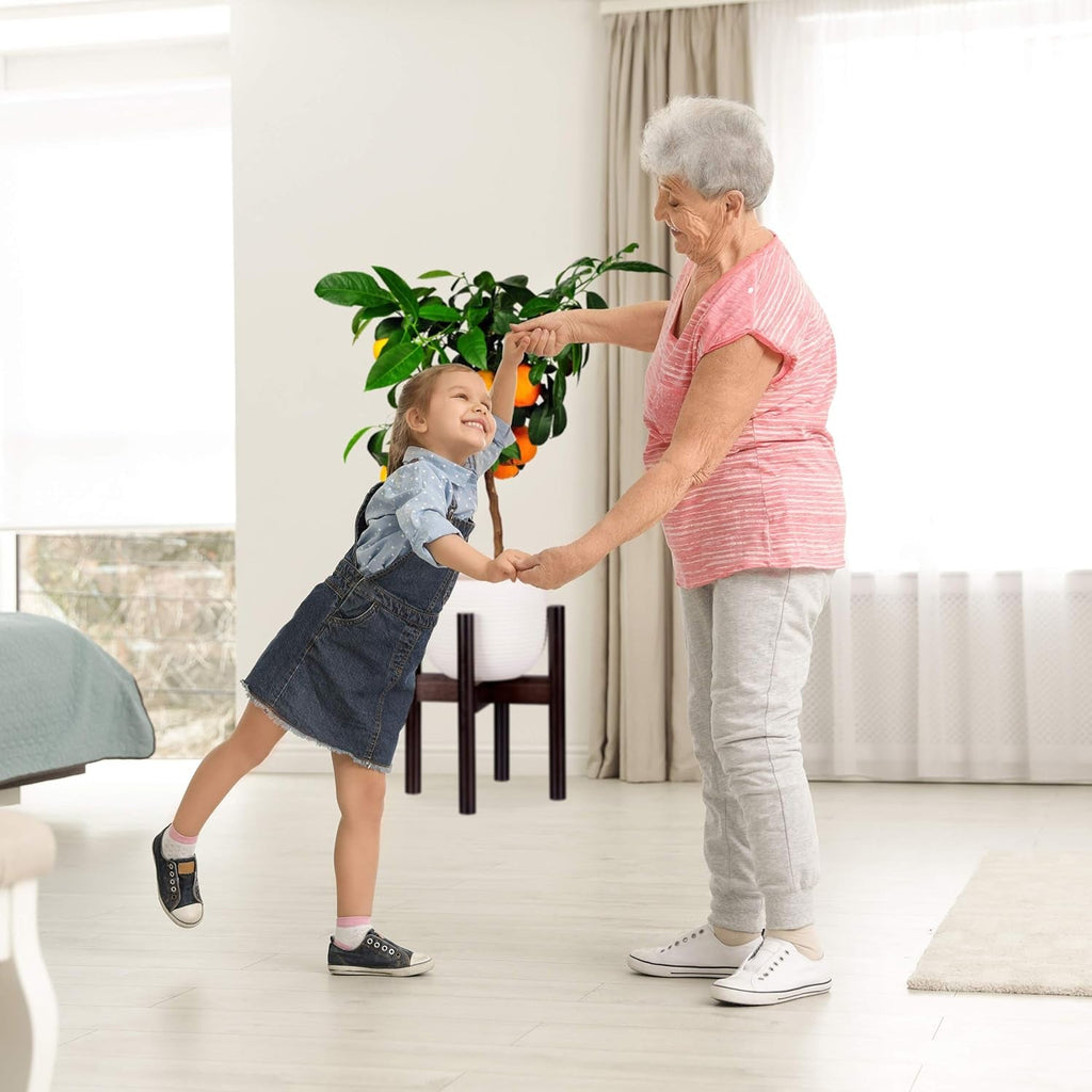 Relaxdays Suport pentru flori din bambus, reglabil individual, pentru ghivece de flori de până la 32 cm, suport pentru plante, H: 35,5 cm, maro, 1 bucată 10028823