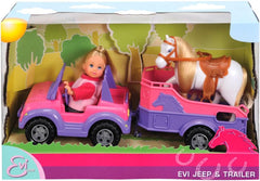 Simba 105737460 - Remolque de caballos Evi Love Evi con jeep rosa, colgante de caballo y poni morado, muñeca de vestir, 12 cm, muñecas a partir de 3 años Naty Shop Default Title