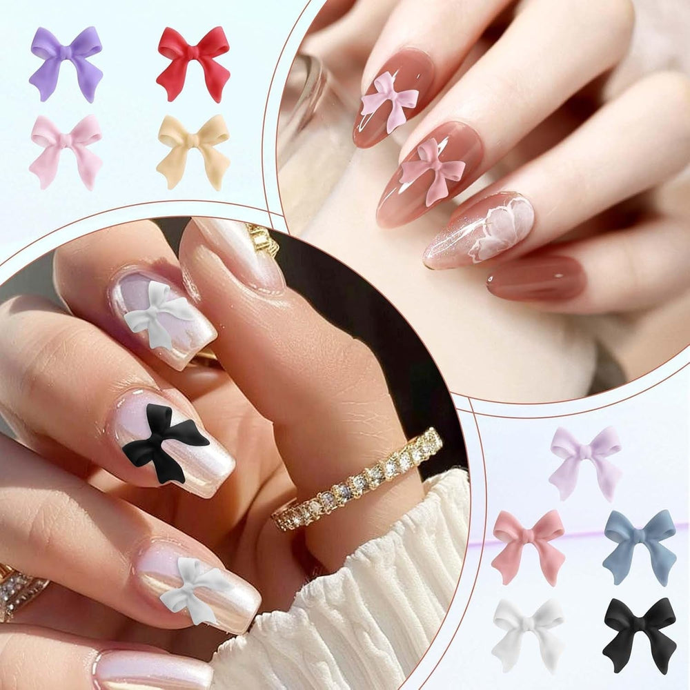 100 Stück 3D Nageldekorations Sets Schleifen Nagelanhänger Nagelkunst Dekorationen Schleife Für Acrylnägel, Süße Kawaii-Schleifenanhänger, Hübsche Nagel-Schleifenanhänger-Dekoration