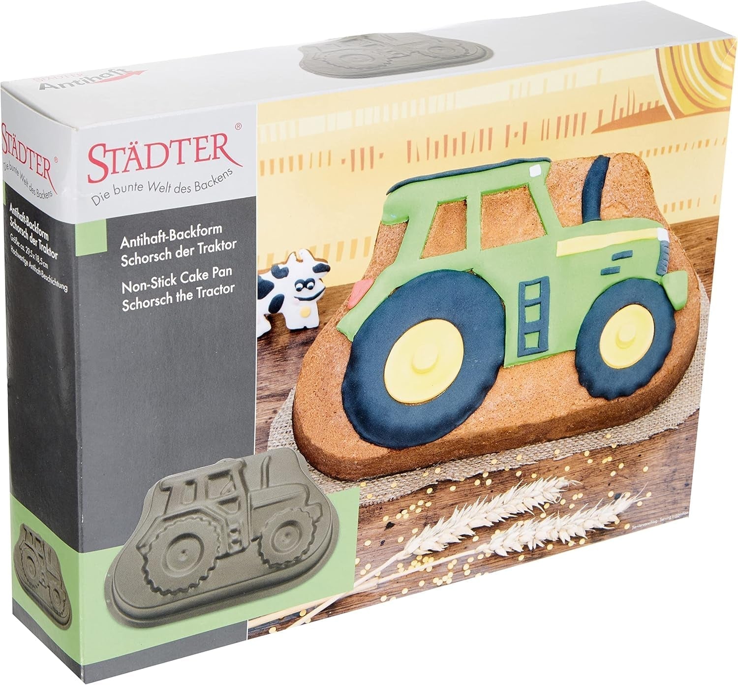 Staedter - Motivbackform Emil Der Igel - Hochwertige Antihaftbeschichtung - PFAS Frei Moldes y bandejas para repostería Naty Shop Motivbackform Traktor