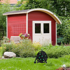 Rolă de furtun Relaxdays, înfășurare furtun de apă goală, pentru furtun de grădină de 30 m 1/2", înălțime-lățime 39 x 43 x 30 cm, negru-verde