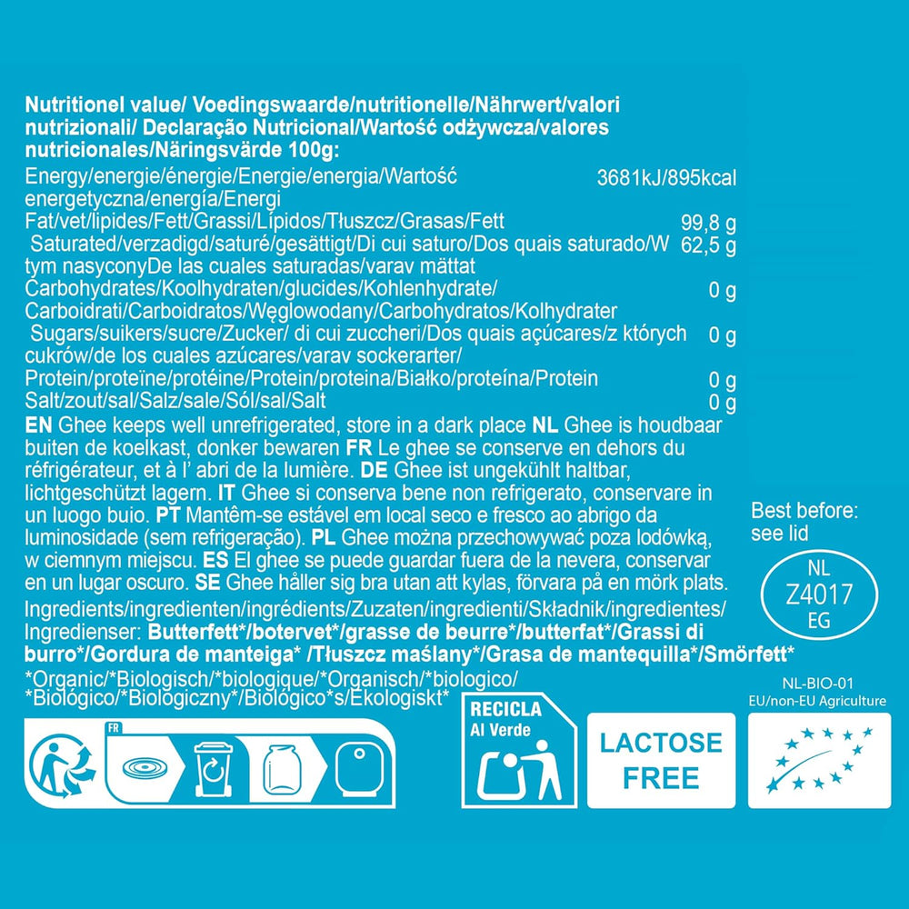 Ghee Easy 850g Ghee Bio von Grasgefütterten Kühen - Ghee Butter sin Zusatzstoffe - Zertifiziert Organisch & Biologisch - Hochreines Ayurveda Ghee sin lactosa y gluten - 100% europeo