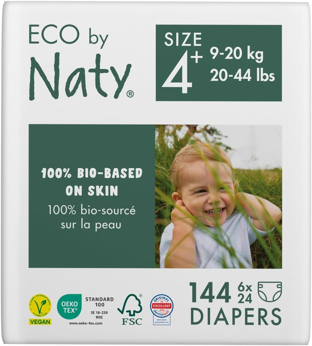 Pañales Eco Eco by Naty Baby Eco Pañales: pañales orgánicos de primera calidad, ecológicos, elaborados con materiales de origen vegetal, ideales para la piel sensible del bebé (tamaño 5 - 80 piezas)