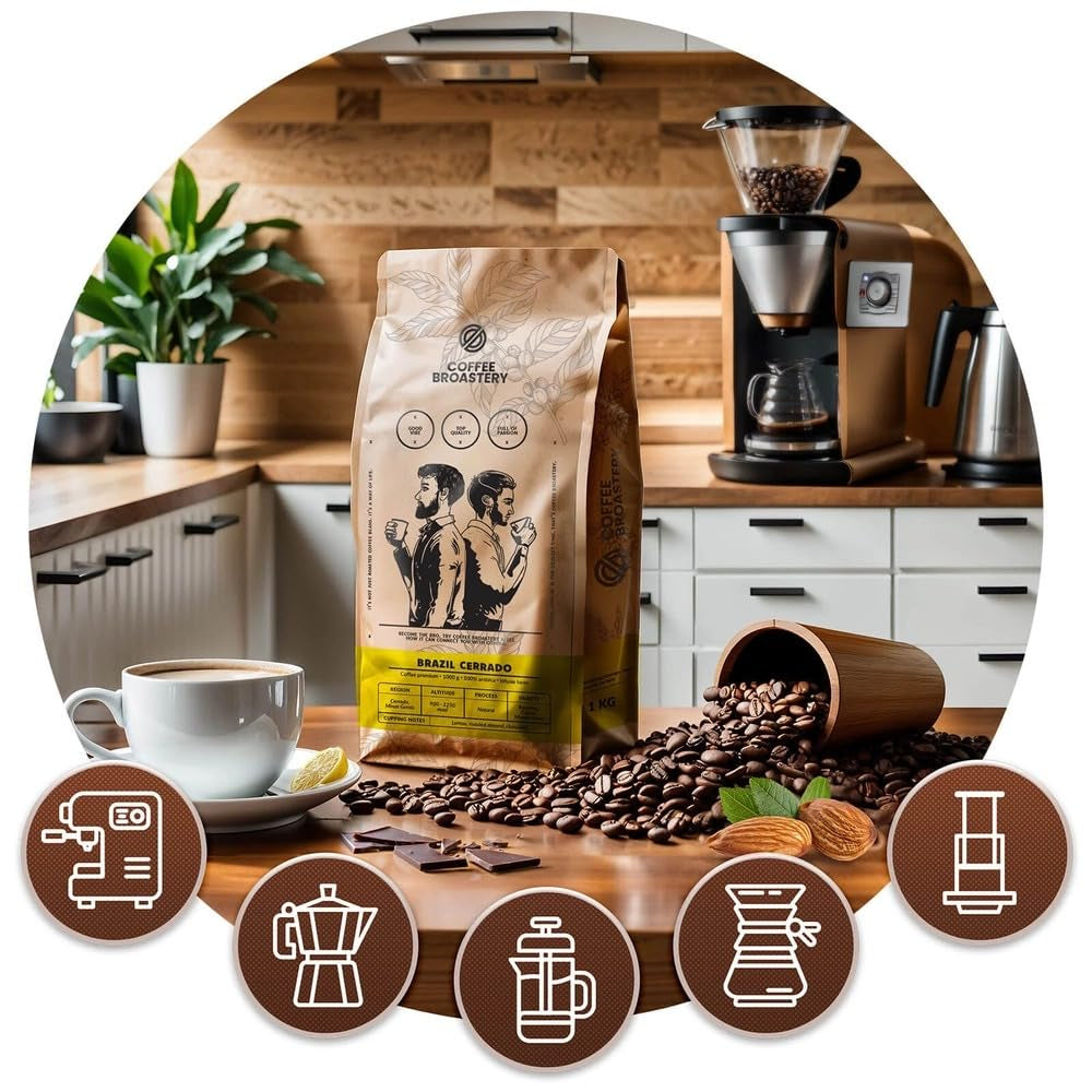 Set boabe de cafea 2x1kg 2000g | Brazilia Mogiana | Brazilia Cerrado | Brazilia | Cafea specială | Proaspăt prăjită