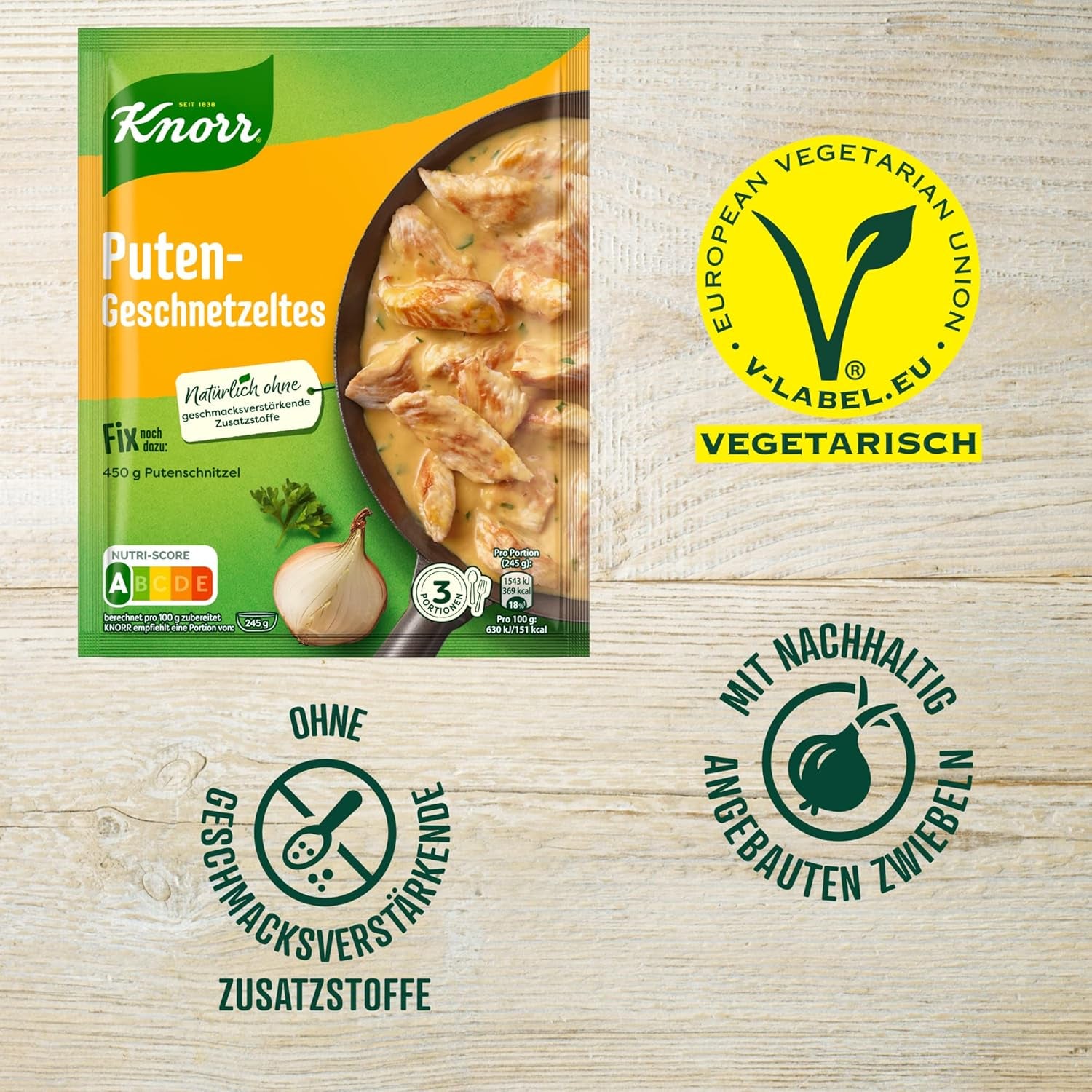Knorr Fix Puten-Geschnetzeltes para ein leckeres Fleischgericht ohne geschmacksverstärkende Zusatzstoffe 3 porciones
