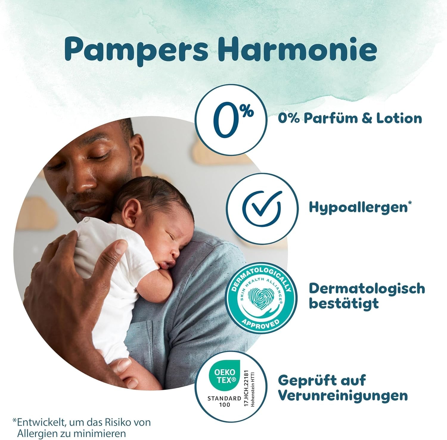 Scutece Pampers Harmony mărimea 1, 180 scutece, 2kg-5kg, protecție delicată a pielii cu protecție 100% Pampers