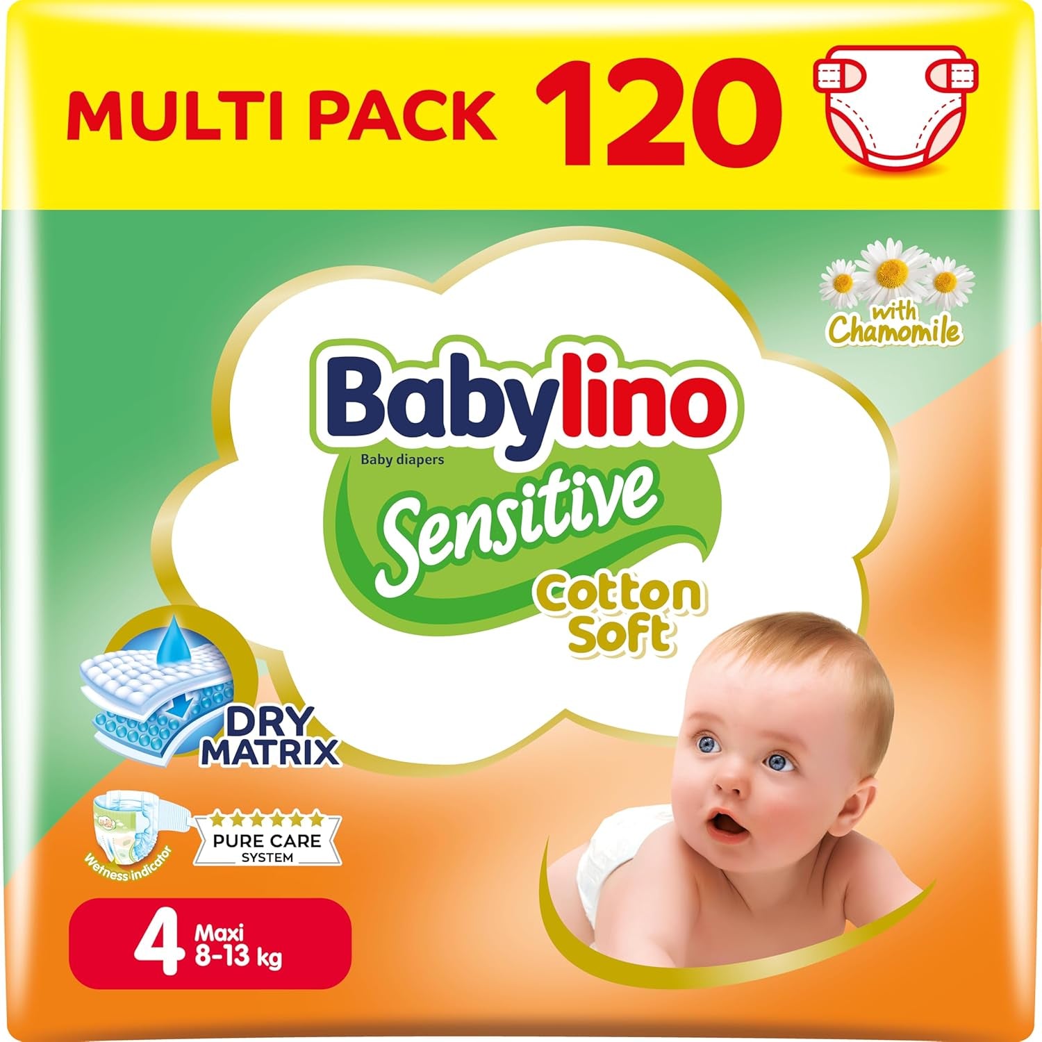 Scutece pentru bebeluși sensibili, mărimea 6, extra mari (13-18 kg), 114 scutece