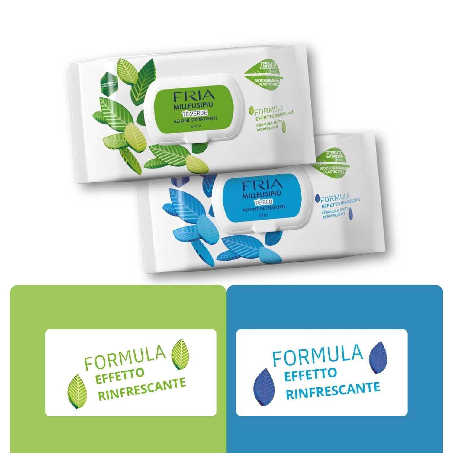 MilleusiPiu Maxi con tapa, 64 toallitas húmedas, 64 unidades