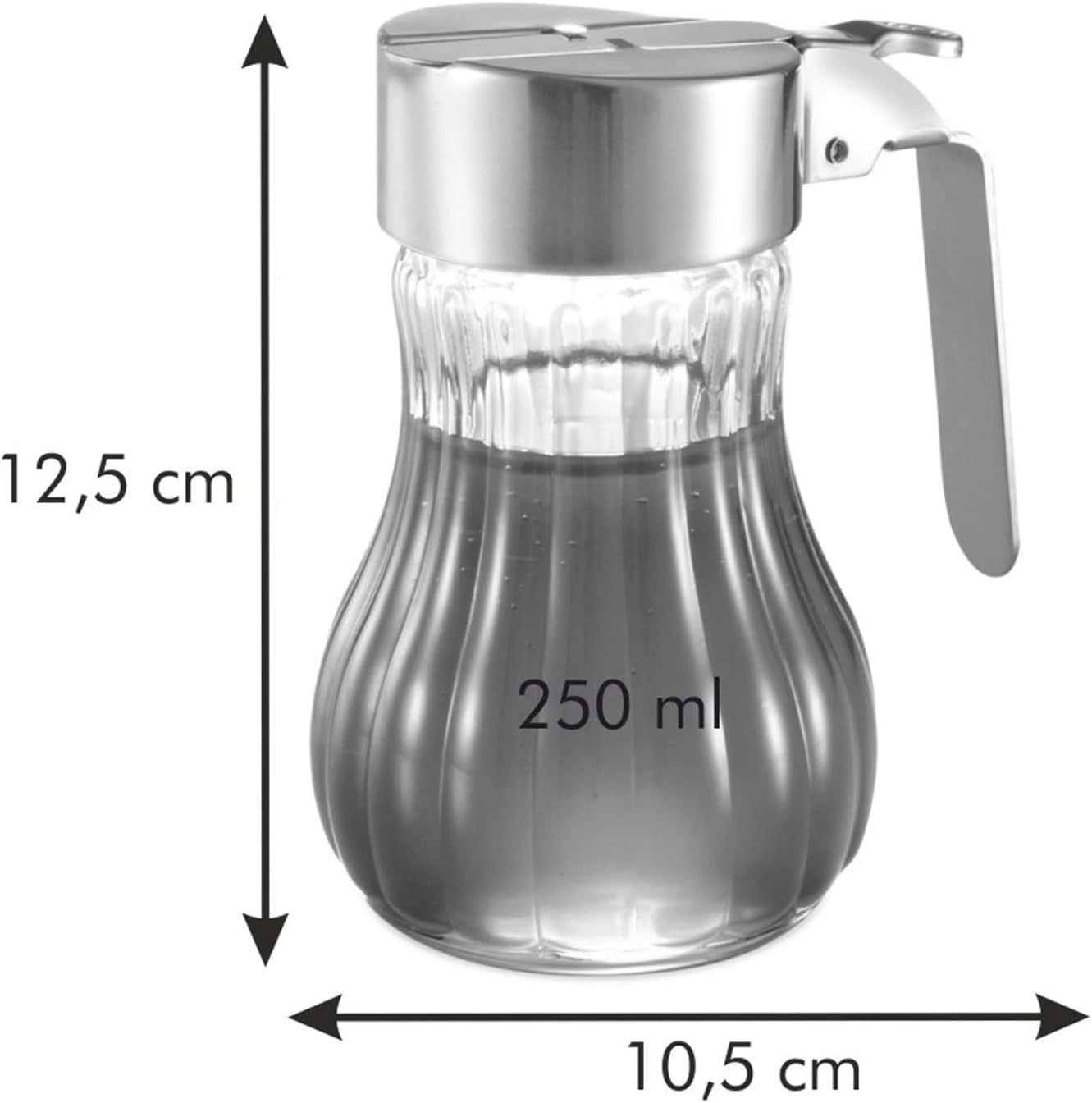 Cană pentru frișcă/miere Tescoma CLASSIC 250 ml, oțel inoxidabil și sticlă robustă, ideală pentru casă și catering, durabilă și funcțională