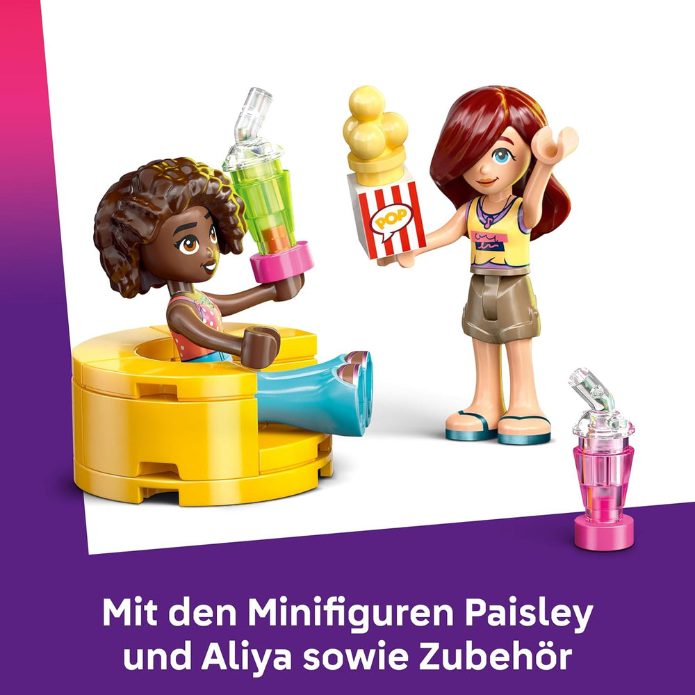 LEGO Friends Noche de Película de la Amistad, juguete para niñas mayores de 6 años - incl. 2 minimuñecos, una pantalla y un proyector de ladrillos luminosos - Set de construcción creativa - 42642
