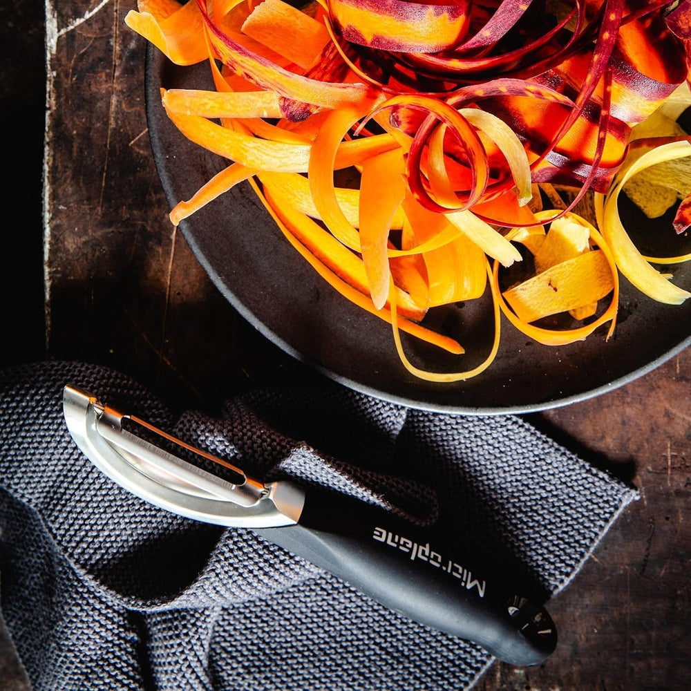 Naty Shop Pelador Ambidiestro Profesional Microplane de Doble Hoja de Acero Inoxidable