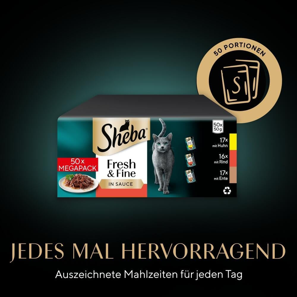 Sheba CATCARE Pouch Wet Fresh & FINE (Meat) Chunks IN Gravy Adult 50G Multipack Standard