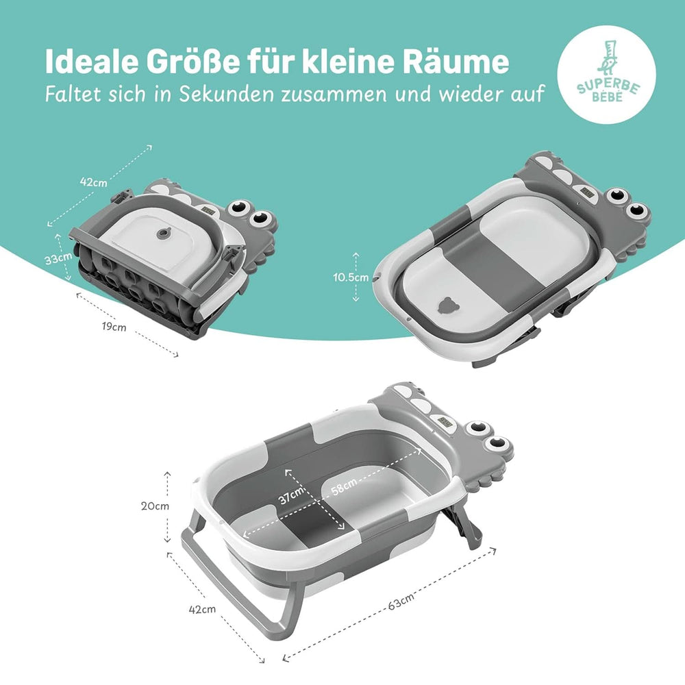 Bañera plegable para bebés con almohada de baño y termómetro integrado Madre e Hijo Naty Shop