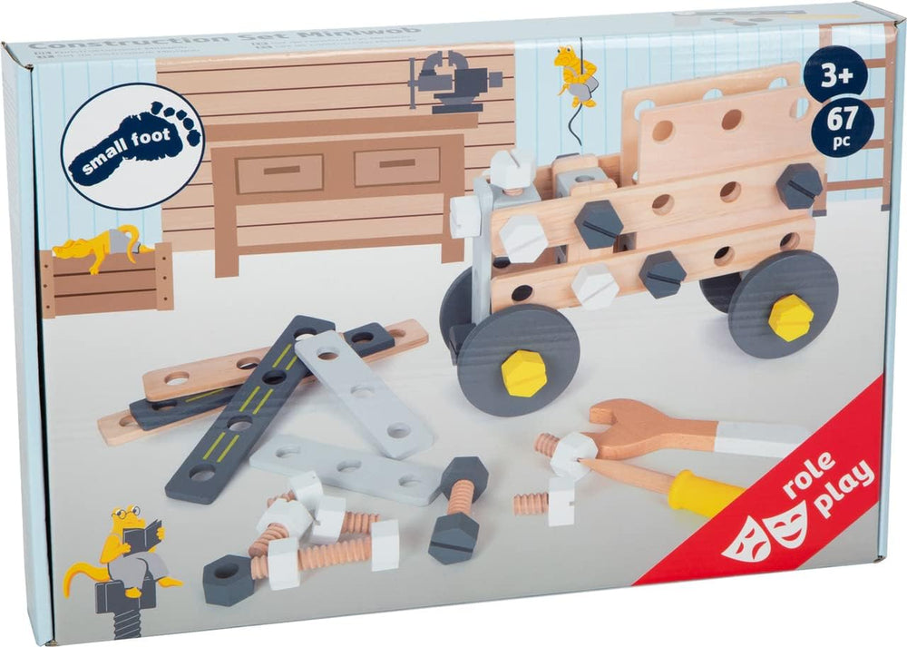 Small Foot Konstruktionsset Miniwob aus Holz, kreativer Bausatz mit Werkzeuge und Zubehör, ab 3 Jahren, 11810, Gris Amarillo