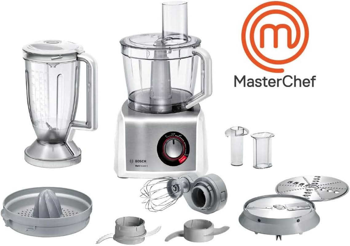 MC812S820 Multitalent 8/1,250 W/3,9 litros/Multizubehör, Weiß/Edelstahl Madre e Hijo Naty Shop