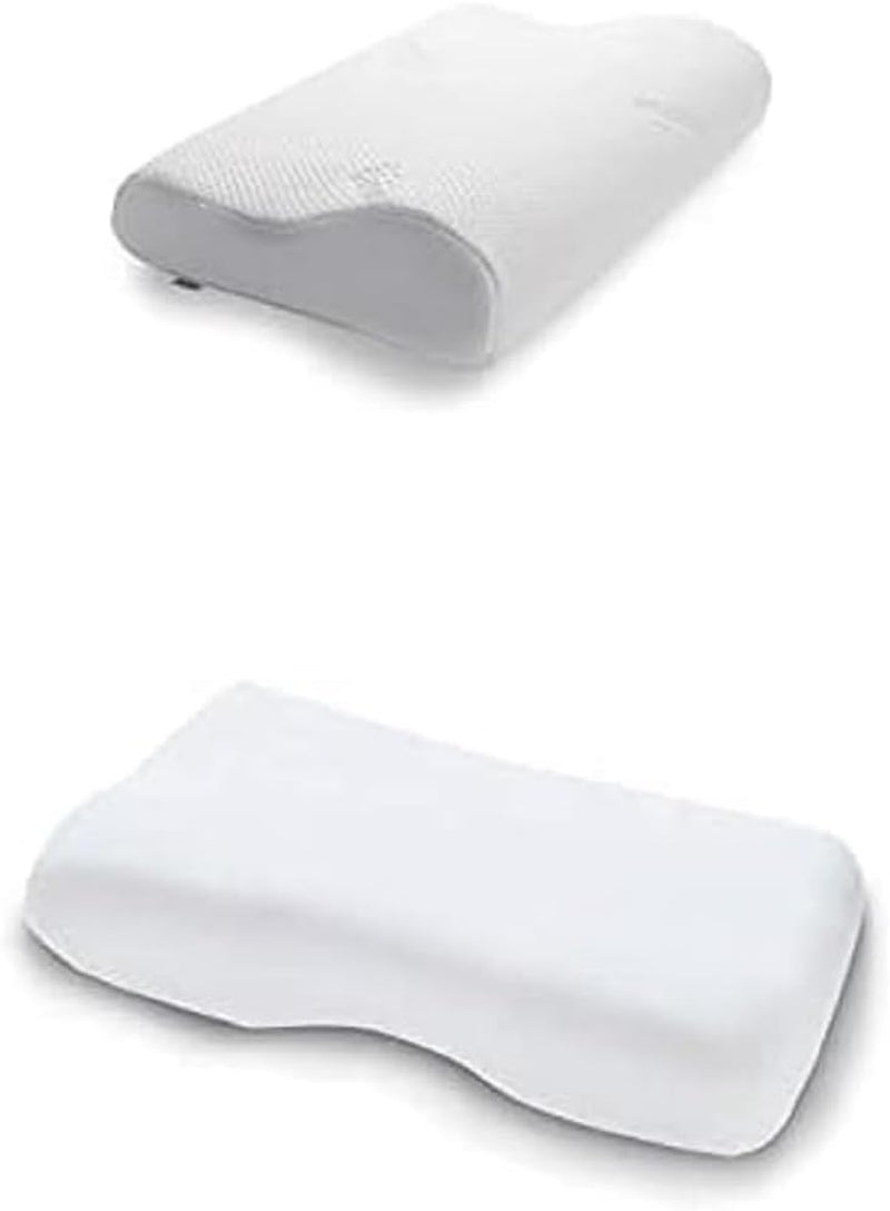 TEMPUR Original Sleeping Pillow Memory Foam, Pernă ergonomică de susținere a gâtului pentru cei care dorm lateral și pe spate, Fermă, M (50 X 31 X 10/7 Cm), Alb Perne ortopedice cervicale Naty Shop Pachet cu husă de pernă, alb L (50 X 31 X 11.5/8.5 Cm)