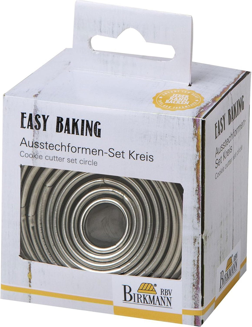 Birkmann, Easy Baking, Set de forme rotunde pentru biscuiți, format din 10 forme circulare pentru biscuiți de diferite dimensiuni, din oțel inoxidabil, Ø 1,5-7 cm, înălțime 4,5 cm, 143906