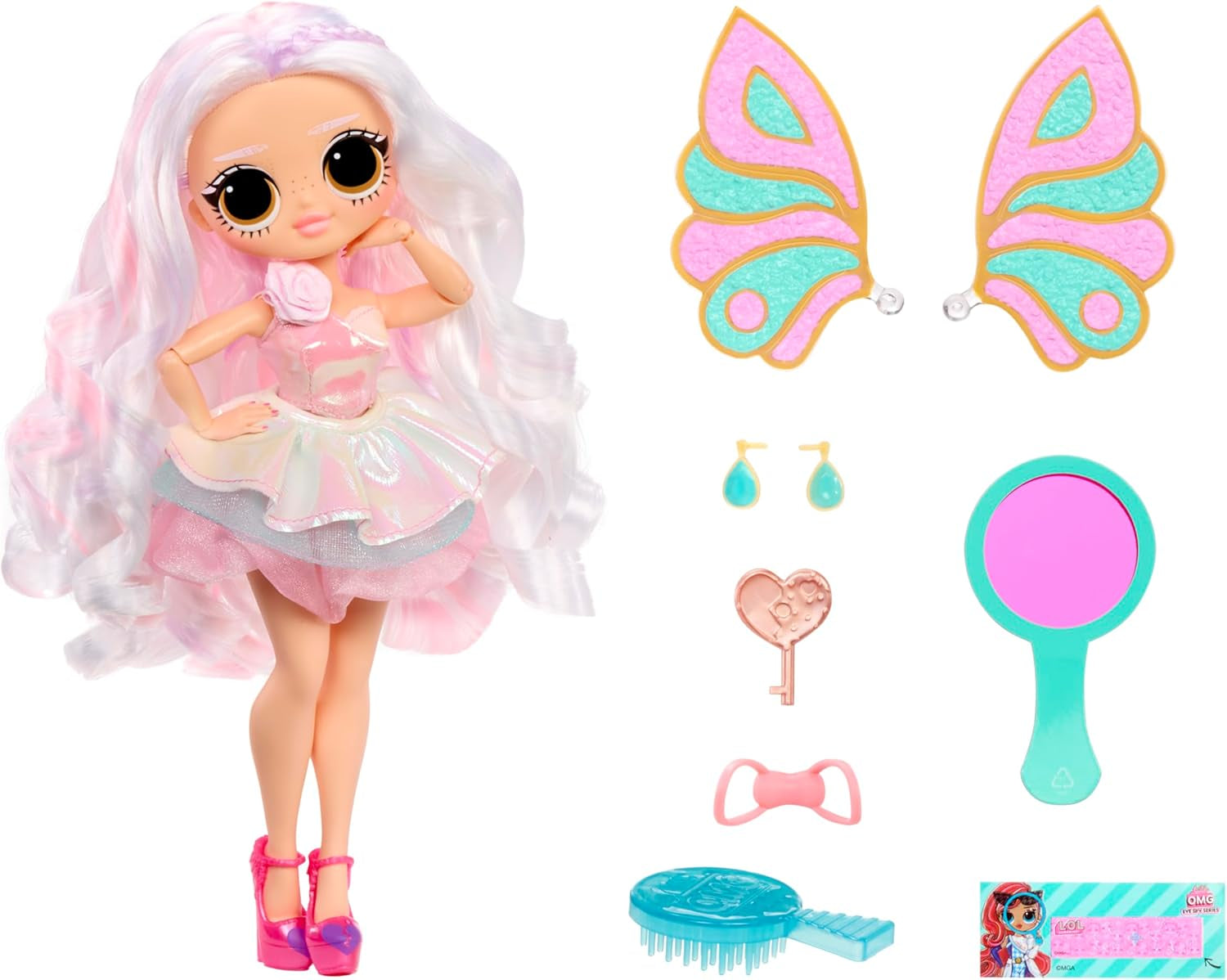 LOL Surprise! Seria OMG Eye Spy - Zână – Include 1 păpușă cu ținută și accesorii, rezolvare de puzzle-uri și descoperire surpriză, 4 păpuși de colecție