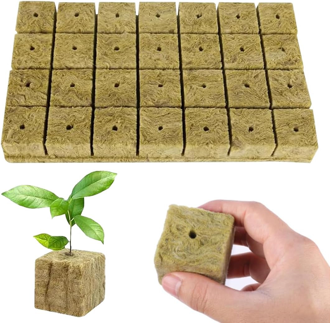 Rockwool Seedling Cubes 28 - Rockwool Cubes 4x4x4cm - Cubos de Plántula, Cubos de Lana de Roca, Sistemas de Plántulas Hidropónicas/Plantas Clonadas/Proyectos Escolares, Cultivo de Plántulas Sin Tierra