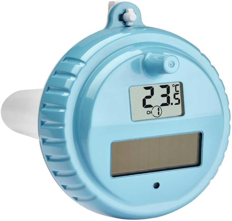 TFA Dostmann Venice Termómetro para piscinas, 30.3056.10, para controlar la temperatura del agua en piscinas, estanques o jacuzzis, termómetro digital inalámbrico para piscinas, gris, largo 116 x ancho 24 (65) x alto 126 mm