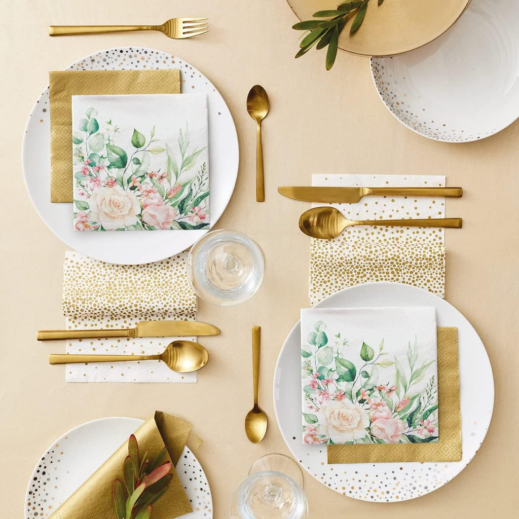 PAW - Șervețele 3 straturi (33 X 33 Cm) I 20 bucăți I Perfect pentru zile de naștere, petreceri, nunți, comuniuni și sărbători I Șervețele de hârtie colorate - flori, trandafiri I Culoare: Floral Moments (pachet cu 2)