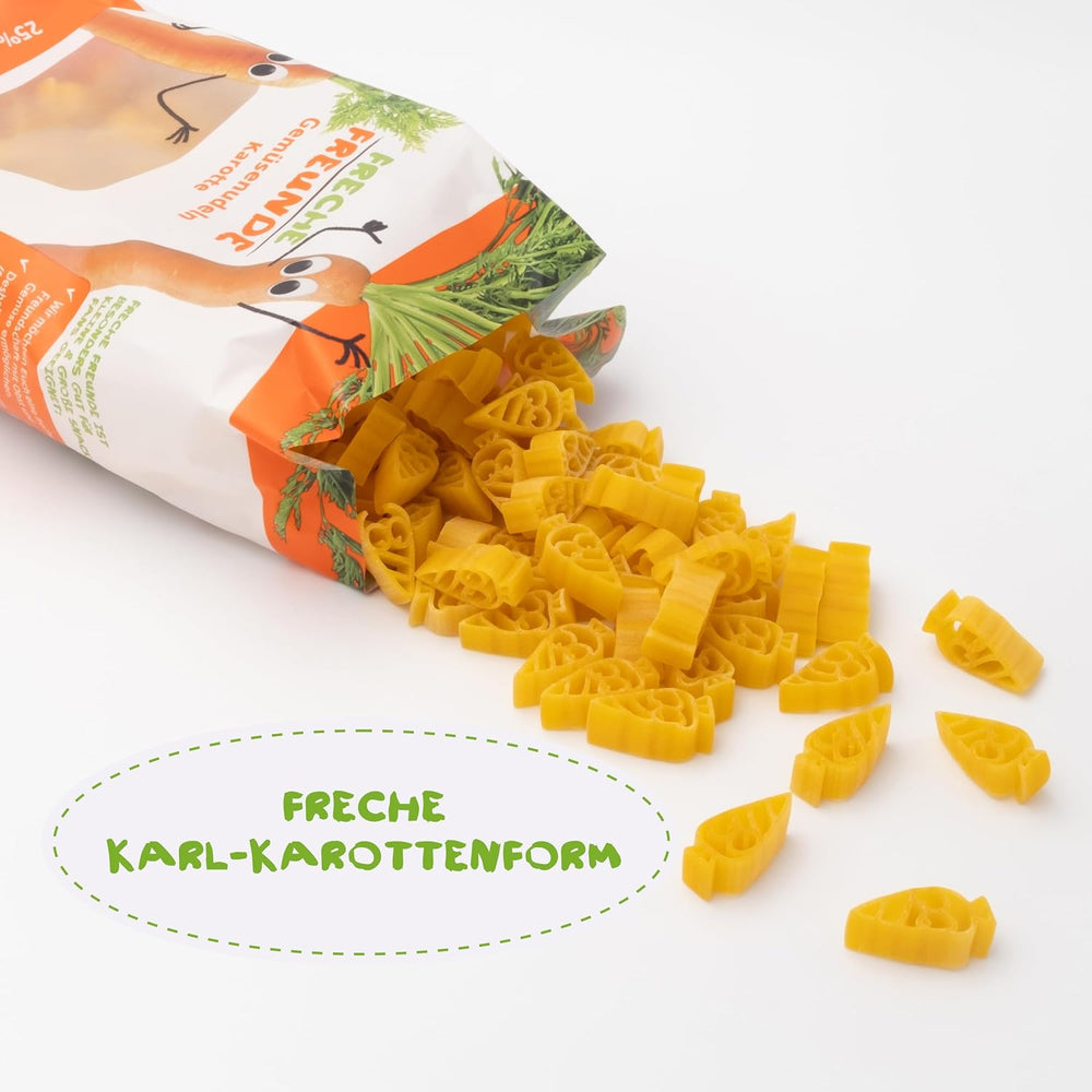 Freche Freunde Fideos Vegetales Orgánicos 'Zanahoria' 25% Contenido Vegetal Vegano Paquete de 6 (6 x 300g)