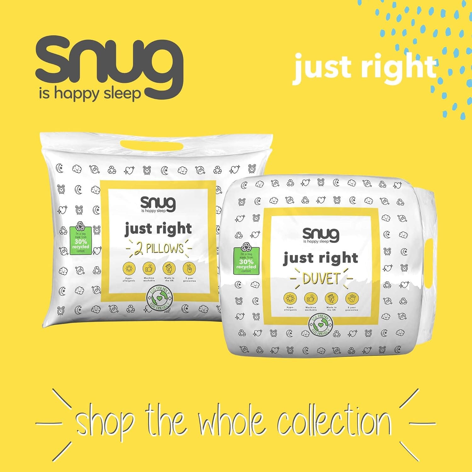 Just Right Snug Edredón, 10,5 tog, fibra hueca, blanco, cama doble Edredones y edredones Naty Shop