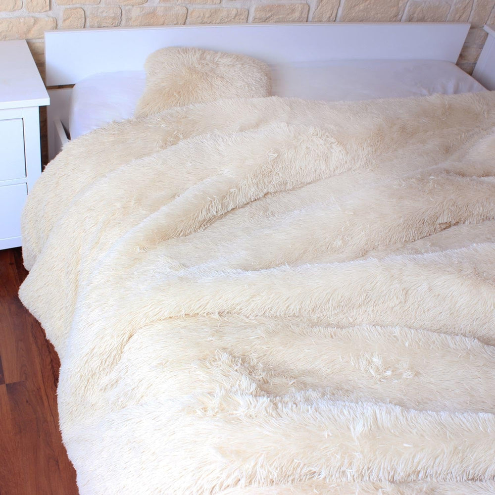 HOME DECO FACTORY Edredón con pelo largo, 220Cm X 240Cm, beige Edredones y colchas Naty Shop