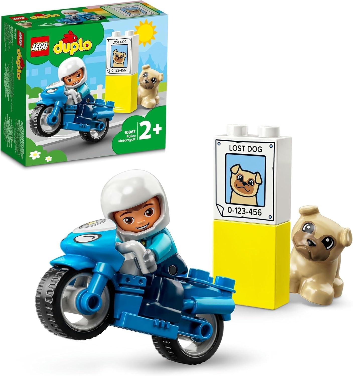 LEGO 10967 DUPLO Moto de Policía, Juguete de Policía para Niños Pequeños a Partir de 2 Años, Juguete Ideal para la Motricidad del Bebé, Juegos de Construcción de Motos de Juguete Besuche den LEGO-Store Single